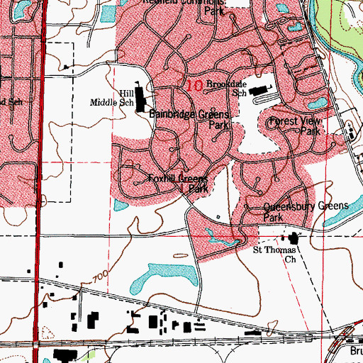 Topographic Map of Foxhill Greens Park, IL