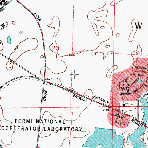 Topographic Map of FERMI National Accelerator Laboratory (historical), IL