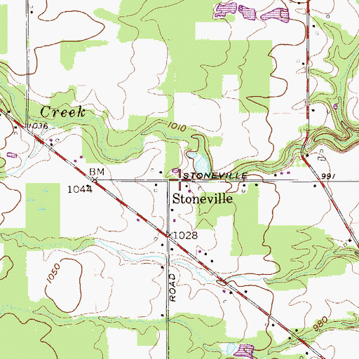 Topographic Map of Stoneville Post Office (historical), OH