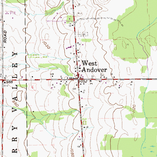 Topographic Map of West Andover Post Office (historical), OH