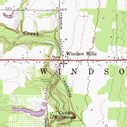 Topographic Map of Windsor Mills Post Office (historical), OH