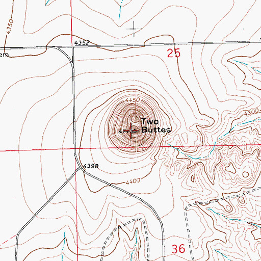 Topographic Map of Two Buttes, CO