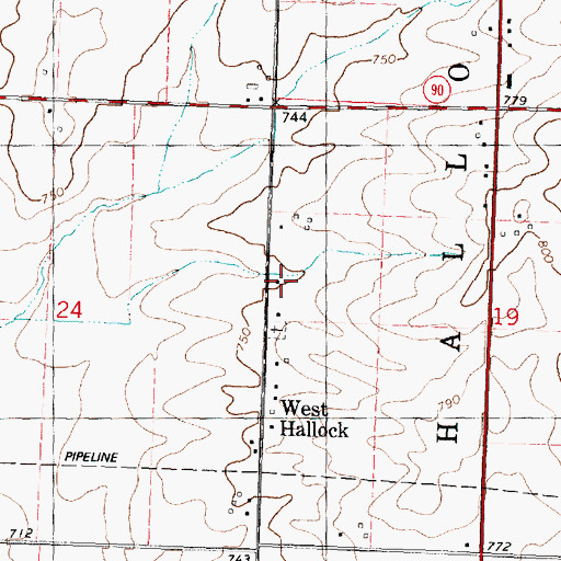Topographic Map of West Hallock Cemetery, IL