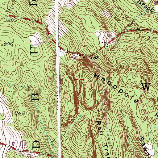 Topographic Map of Hoop Pole Hill, CT