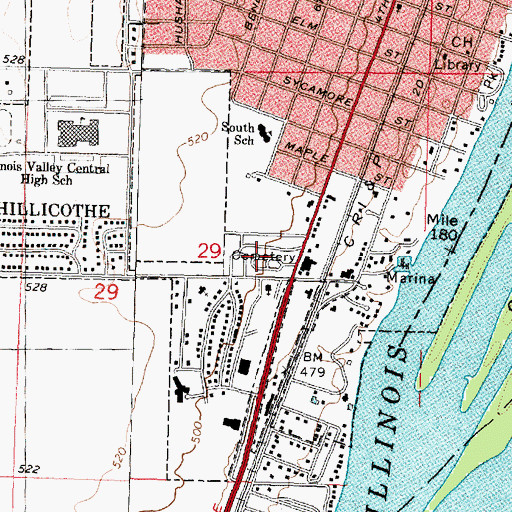 Topographic Map of Chillicothe City Cemetery, IL