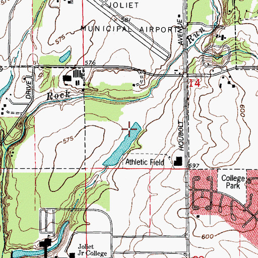 Topographic Map of Middle Rock Run County Forest Preserve, IL