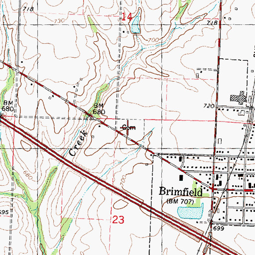 Topographic Map of Brimfield Cemetery, IL
