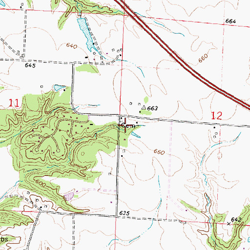 Topographic Map of Brown Cemetery, IL