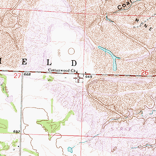 Topographic Map of Cottonwood Cemetery, IL