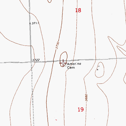 Topographic Map of Amerine Cemetery, CO