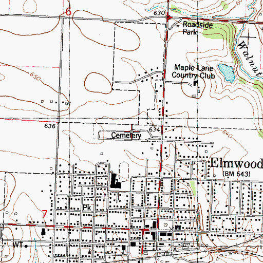 Topographic Map of Elmwood City Cemetery, IL