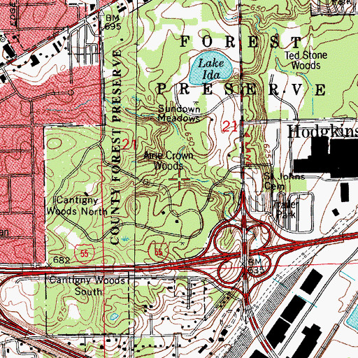 Topographic Map of County Forest Preserve, IL