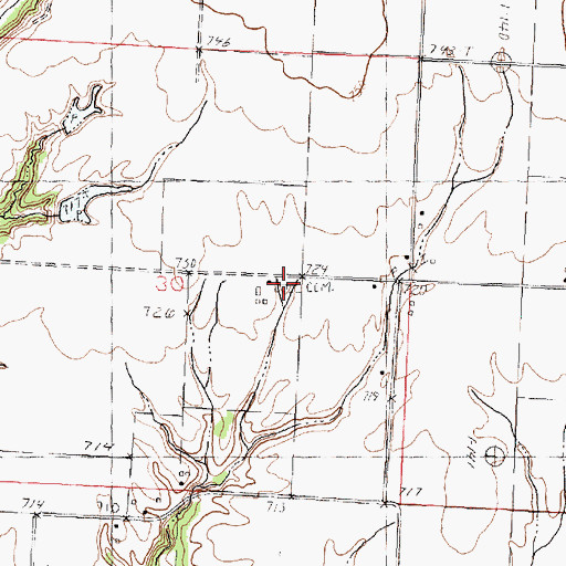 Topographic Map of Concord Cemetery, IL
