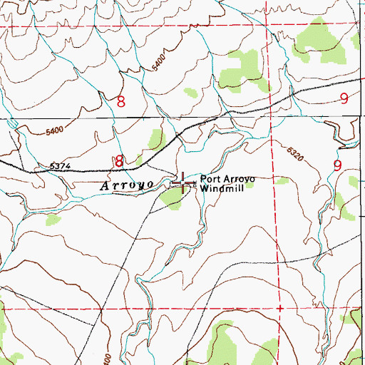 Topographic Map of Port Arroyo Windmill, CO