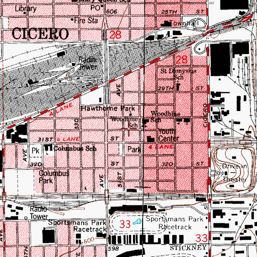 Topographic Map of Woodbine School, IL