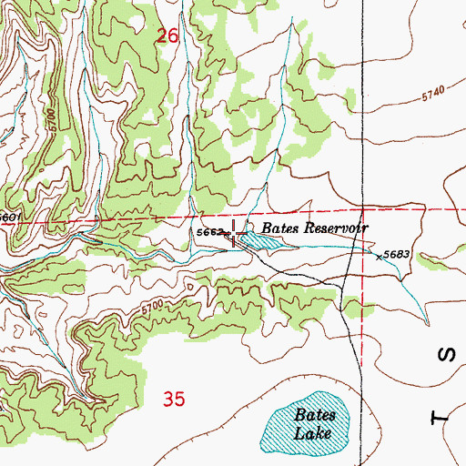 Topographic Map of Bates Reservoir, CO
