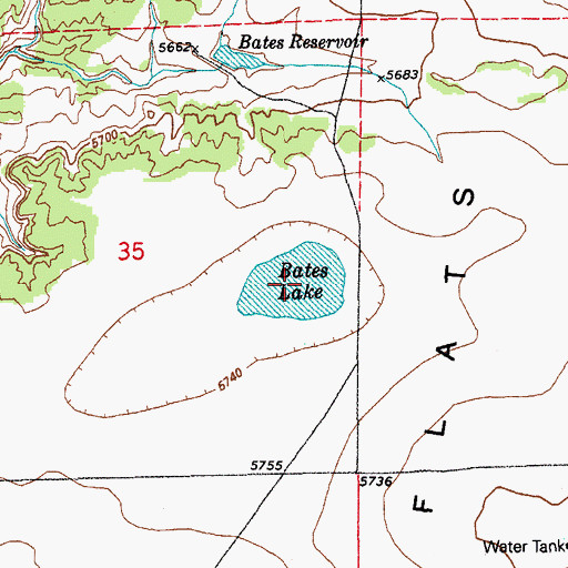 Topographic Map of Bates Lake, CO