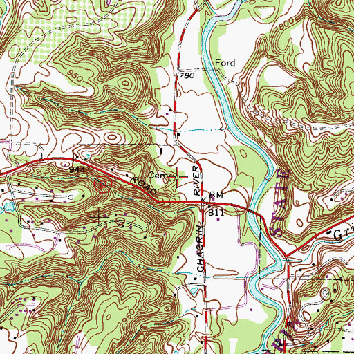 Topographic Map of Orange Hogsback Hill Cemetery, OH