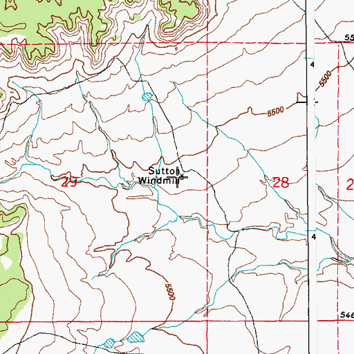 Topographic Map of Sutton Windmill, CO