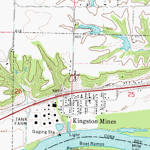 Topographic Map of Kingston Mines Cemetery, IL