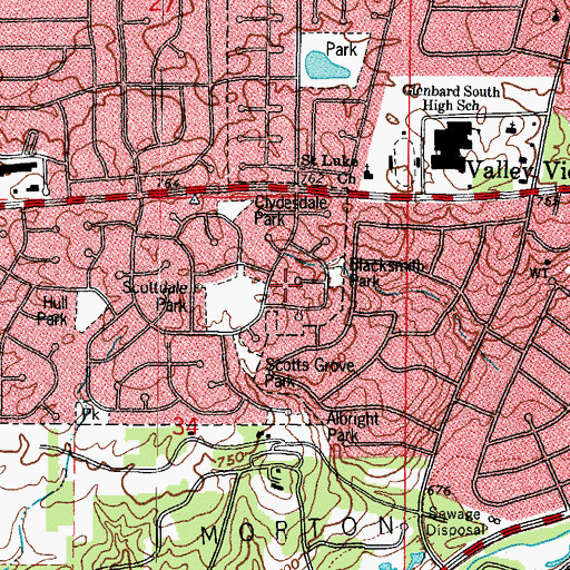 Topographic Map of Blacksmith Park, IL