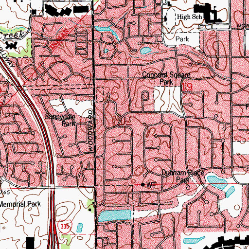 Topographic Map of Hoopers Hollow Park, IL