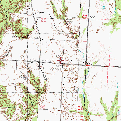Topographic Map of Penn Ridge Cemetery, IL