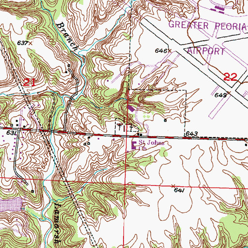 Topographic Map of Saint John's Lutheran Cemetery, IL