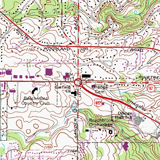 Topographic Map of Lander Circle, OH