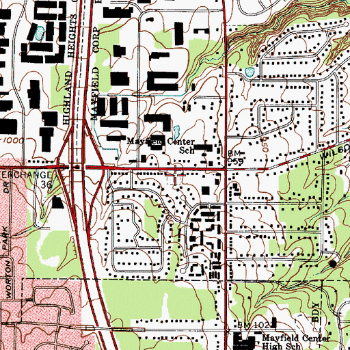 Topographic Map of Mayfield Union Cemetery, OH