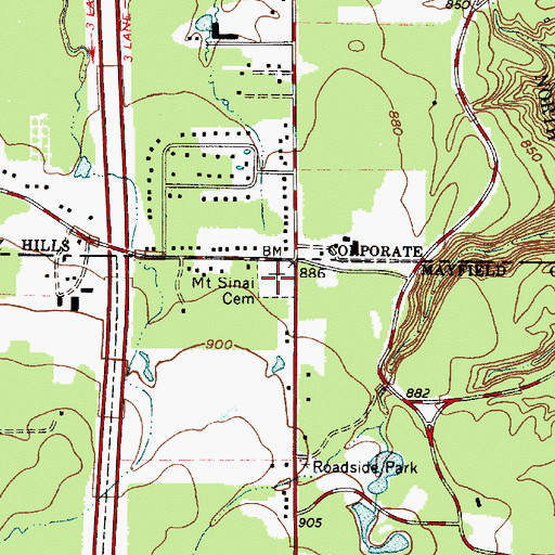 Topographic Map of Mount Sinai Cemetery, OH