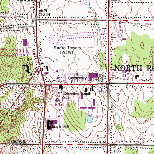Topographic Map of North Royalton Cemetery, OH