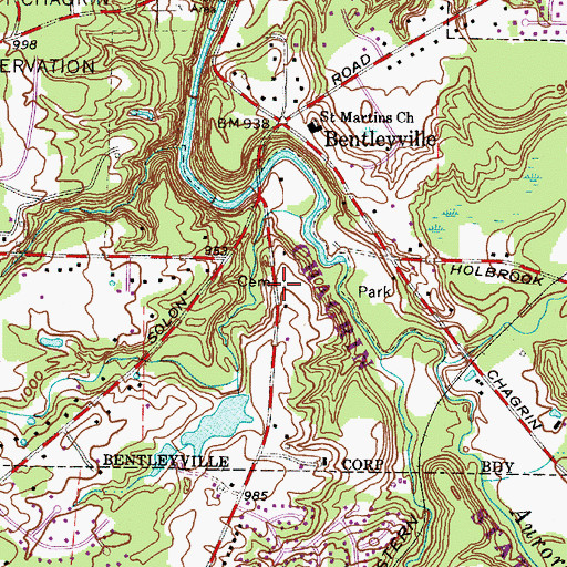 Topographic Map of Russell Cemetery, OH