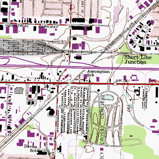 Topographic Map of Saint Marys Cemetery, OH