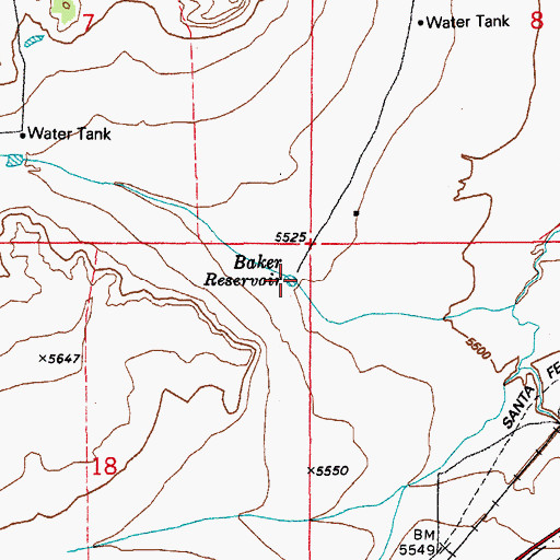 Topographic Map of Baker Reservoir, CO