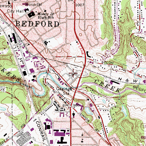 Topographic Map of Bedford Center Cemetery, OH