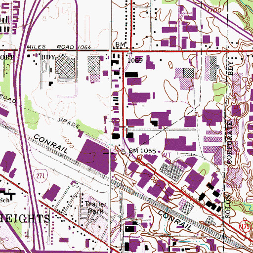 Topographic Map of Bedford Heights Industrial Park, OH