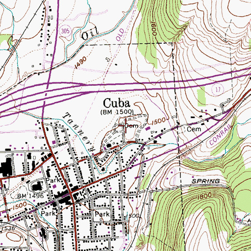 Topographic Map of Cuba Cemetery, NY