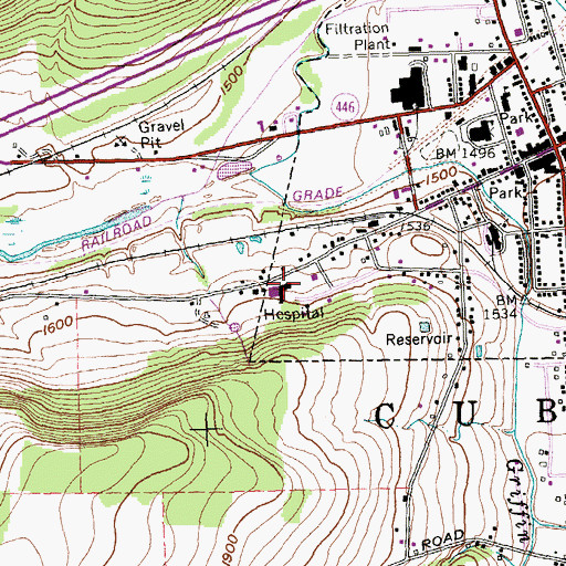 Topographic Map of Cuba Memorial Hospital, NY