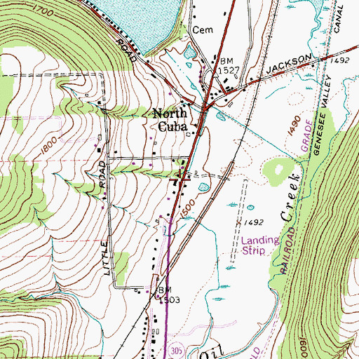 Topographic Map of Cuba-Rushford Central School, NY