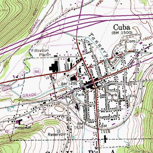 Topographic Map of Cuba Elementary School, NY