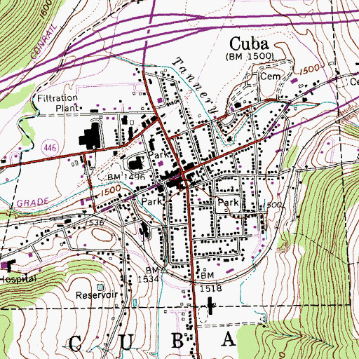Topographic Map of Cuba Circulating Library, NY