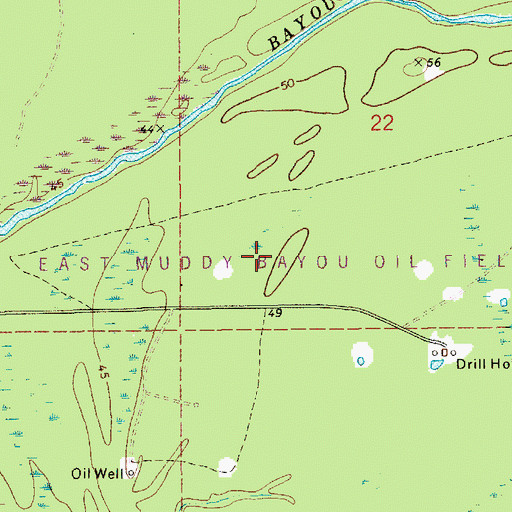 Topographic Map of East Muddy Bayou Oil Field, LA