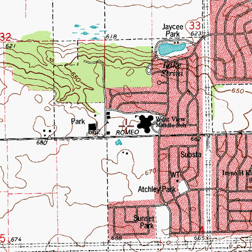 Topographic Map of West View Middle School, IL