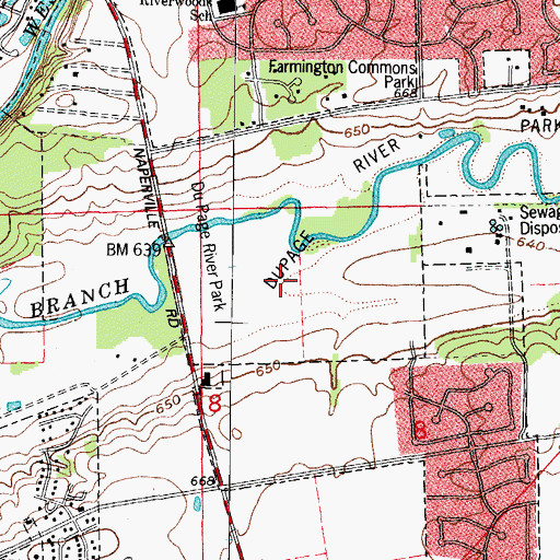 Topographic Map of DuPage River Park, IL