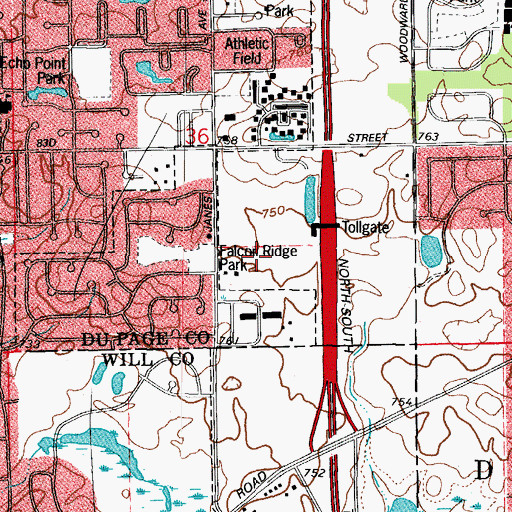 Topographic Map of Falcon Ridge Park, IL