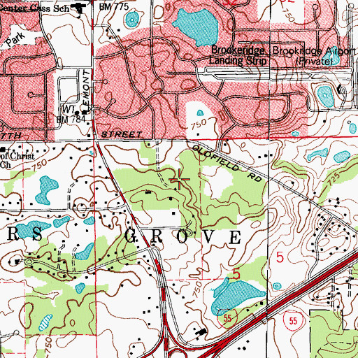 Topographic Map of Oldfield Oaks County Forest Preserve, IL