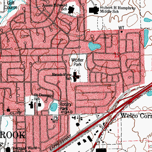 Topographic Map of Brook View School, IL