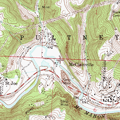 Topographic Map of McClainville Post Office (historical), OH