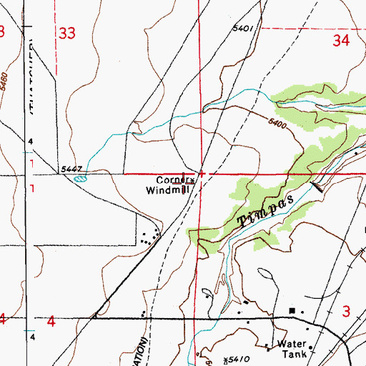 Topographic Map of Corner Windmill, CO